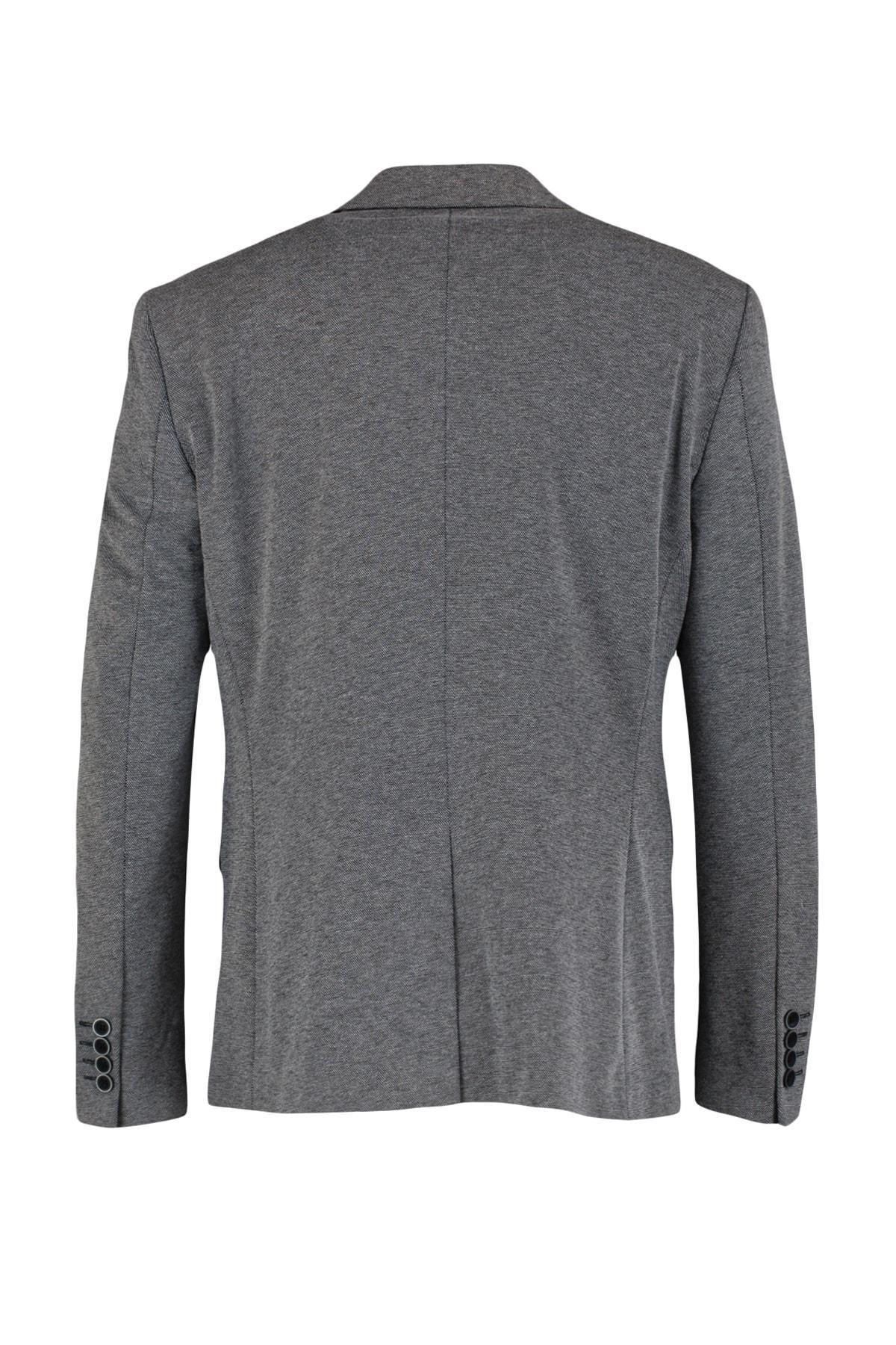 Grey Lapel Collar Jacket, Black, large image number 8