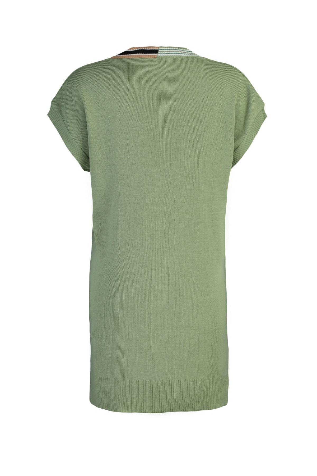 Green Collar Striped Knitwear Sweater, Green, large image number 5