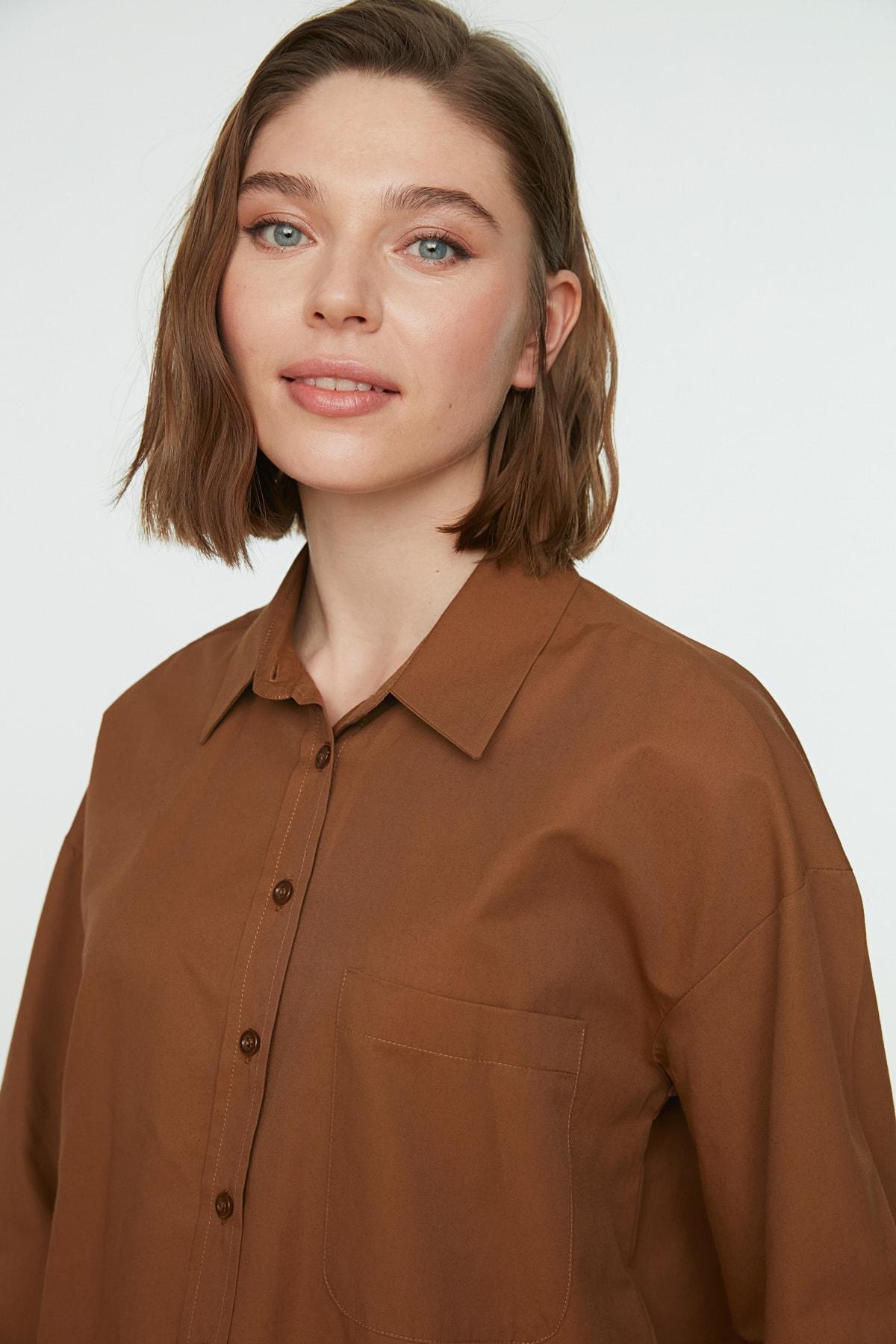 Brown Oversize Shirt, , large image number 1