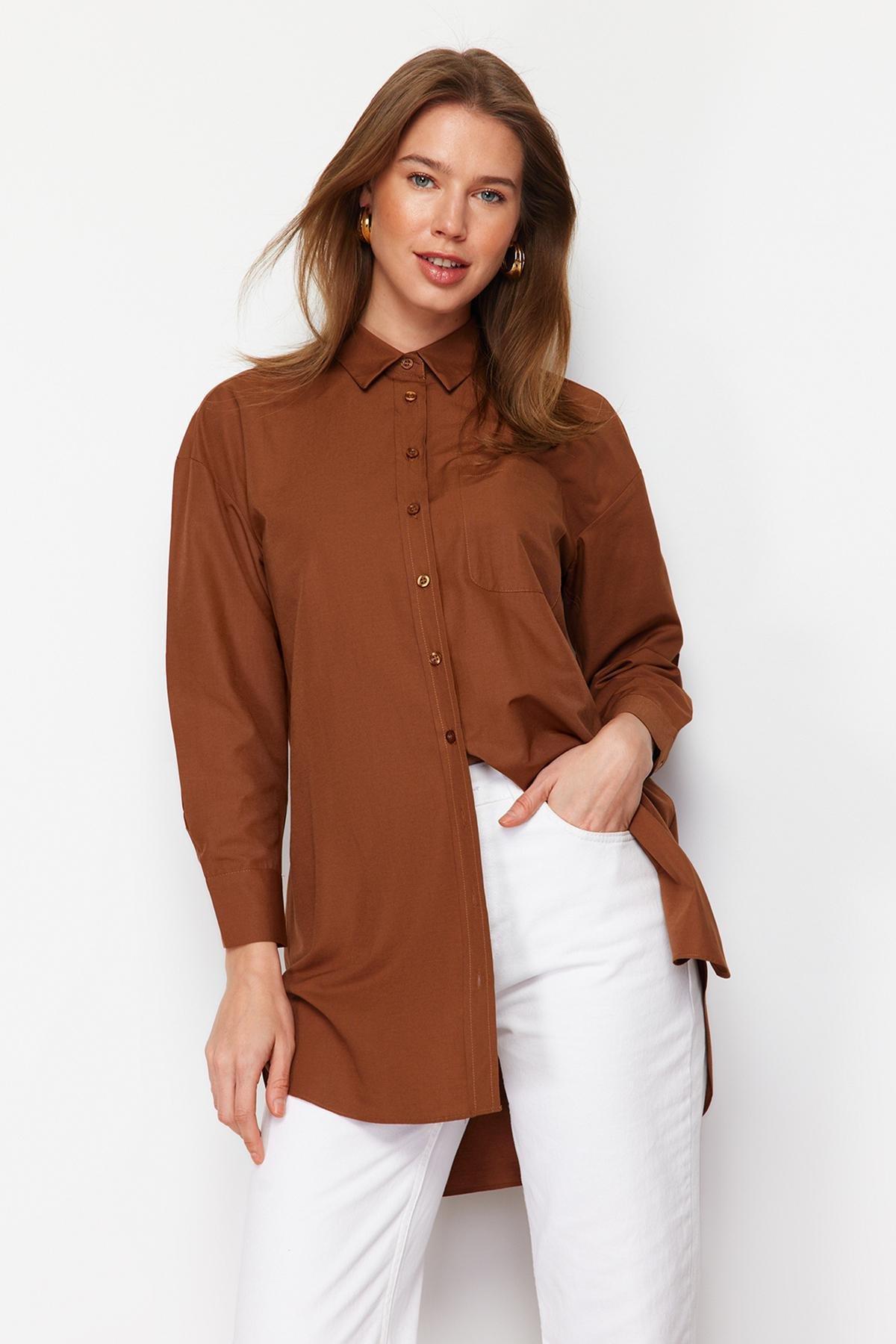 Brown Oversize Shirt, , large image number 2