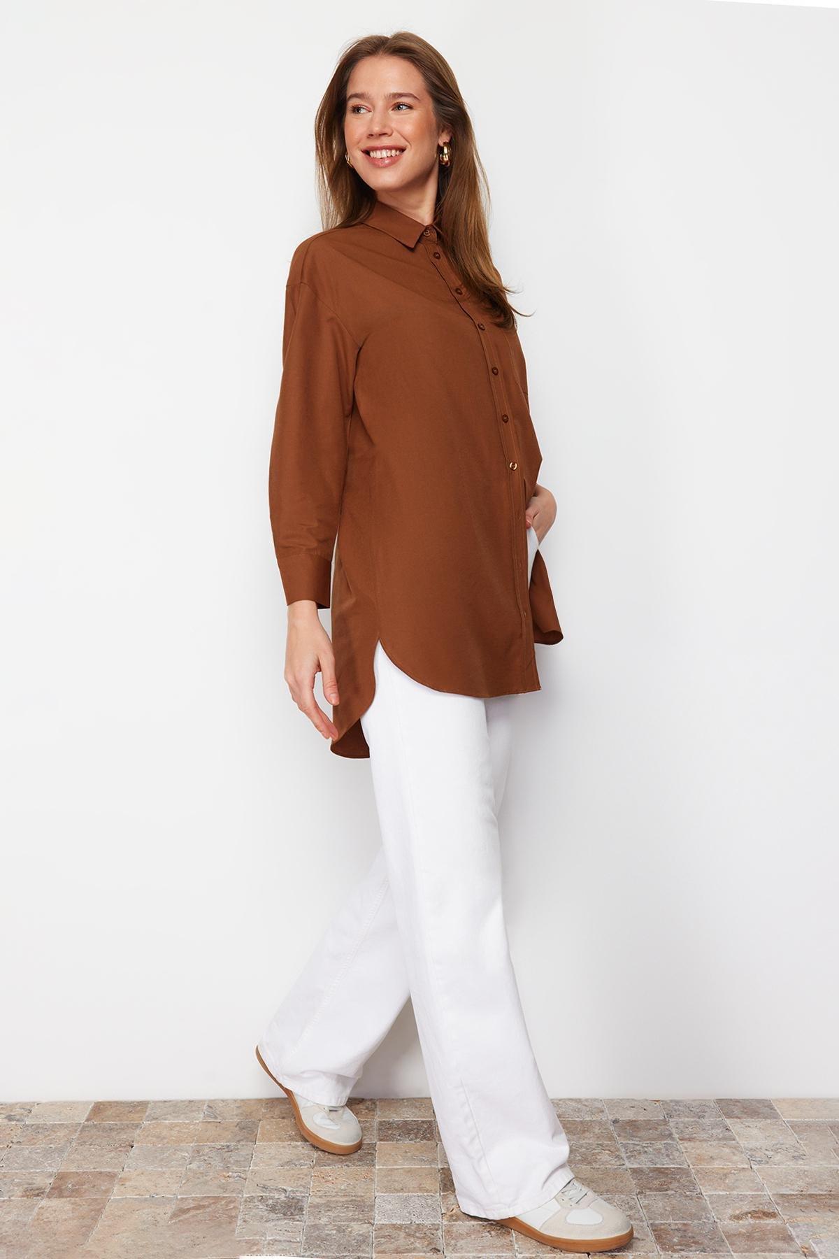 Brown Oversize Shirt, , large image number 3