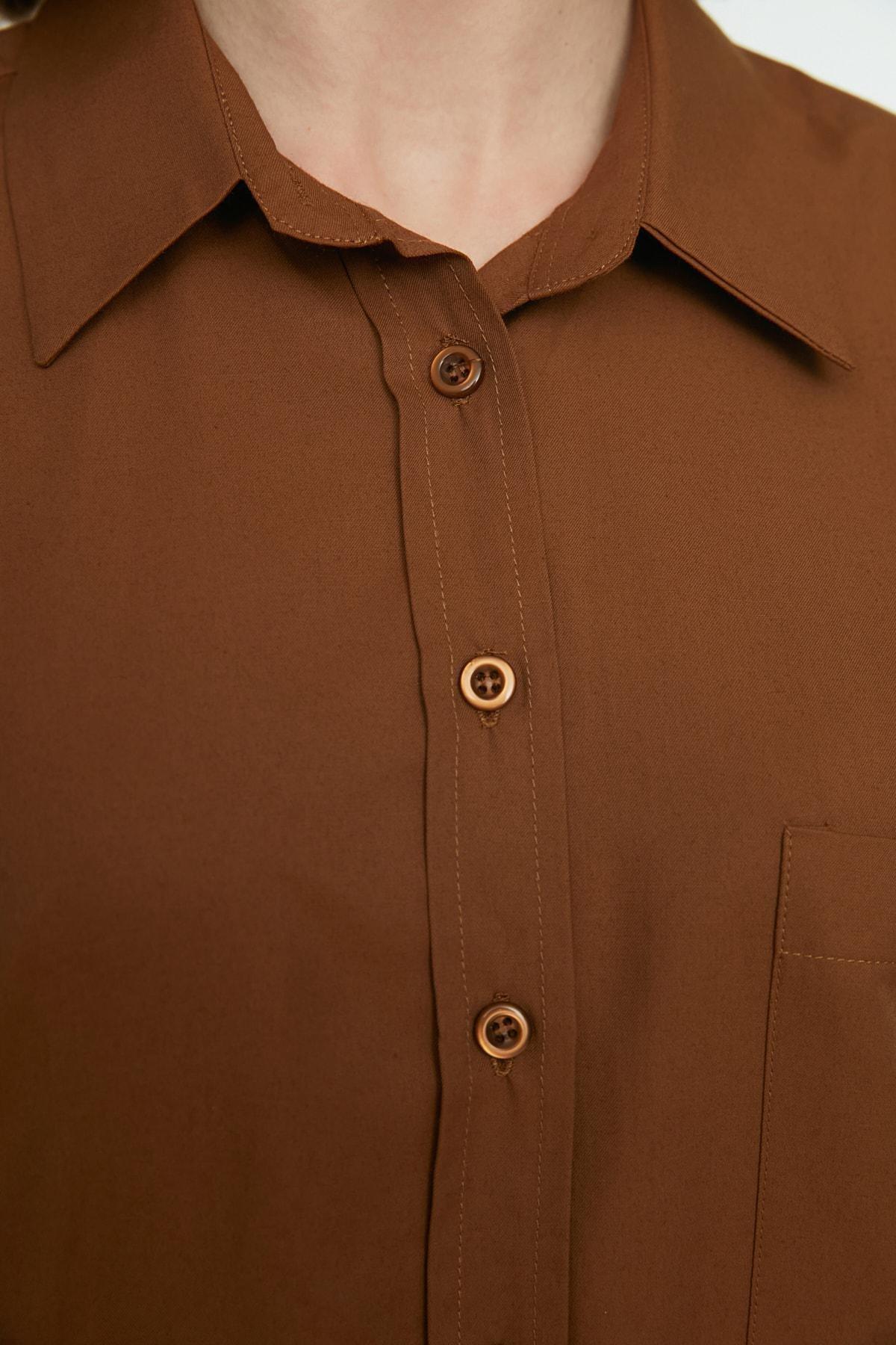 Brown Oversize Shirt, Brown, large image number 4