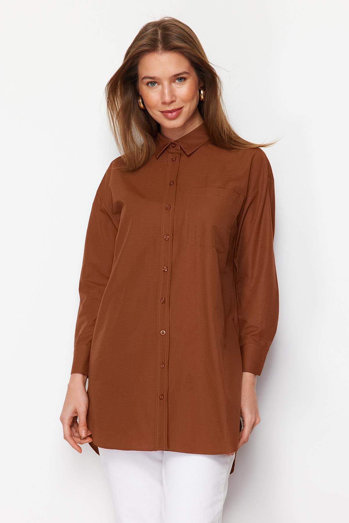Brown Oversize Shirt, , large image number 5
