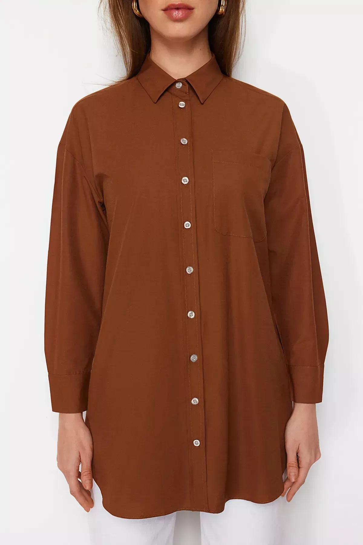 Brown Oversize Shirt, Brown, large image number 5