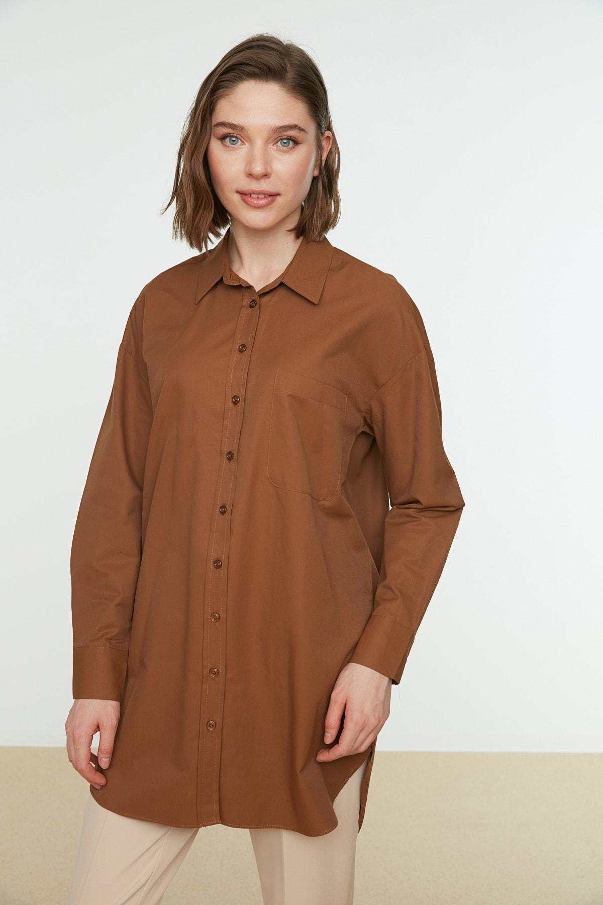 Brown Oversize Shirt, Brown, large image number 6