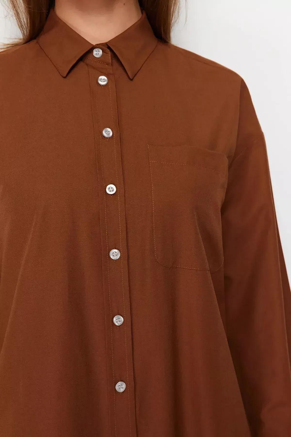 Brown Oversize Shirt, Brown, large image number 7