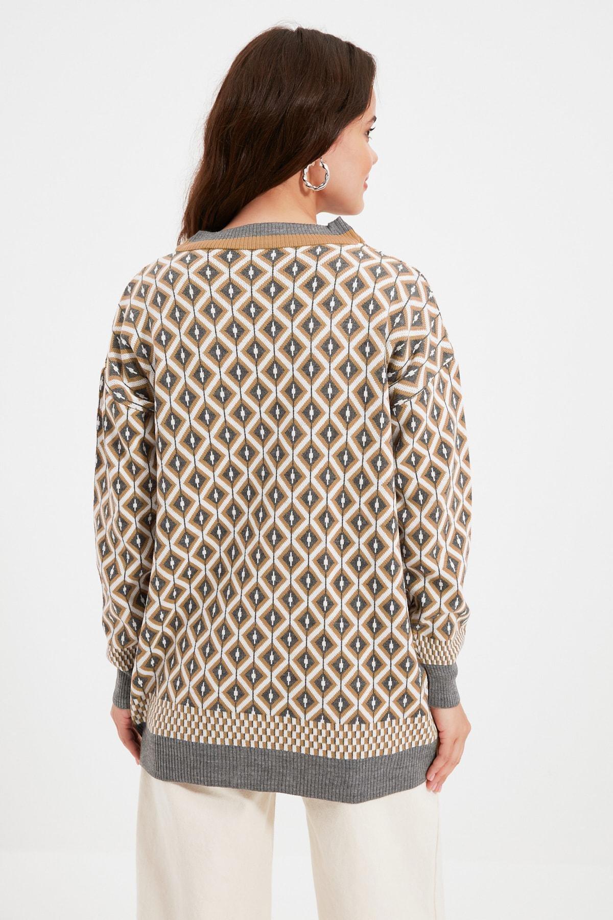 Grey V Neck Cardigan, , large image number 7