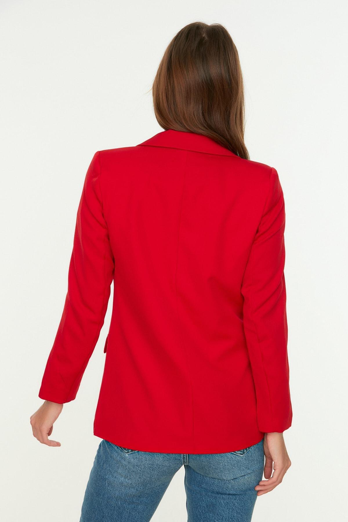 Red Lapel Collar Blazer, , large image number 4