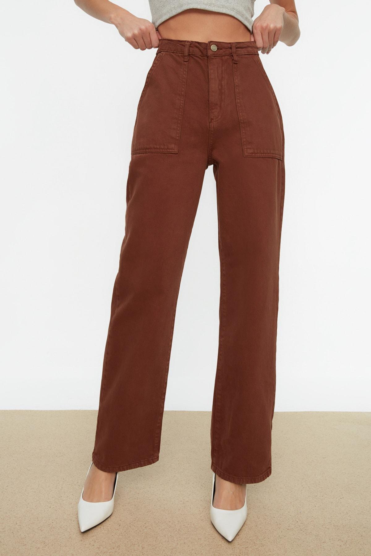 Brown Loose High Waist Jeans, , large image number 2