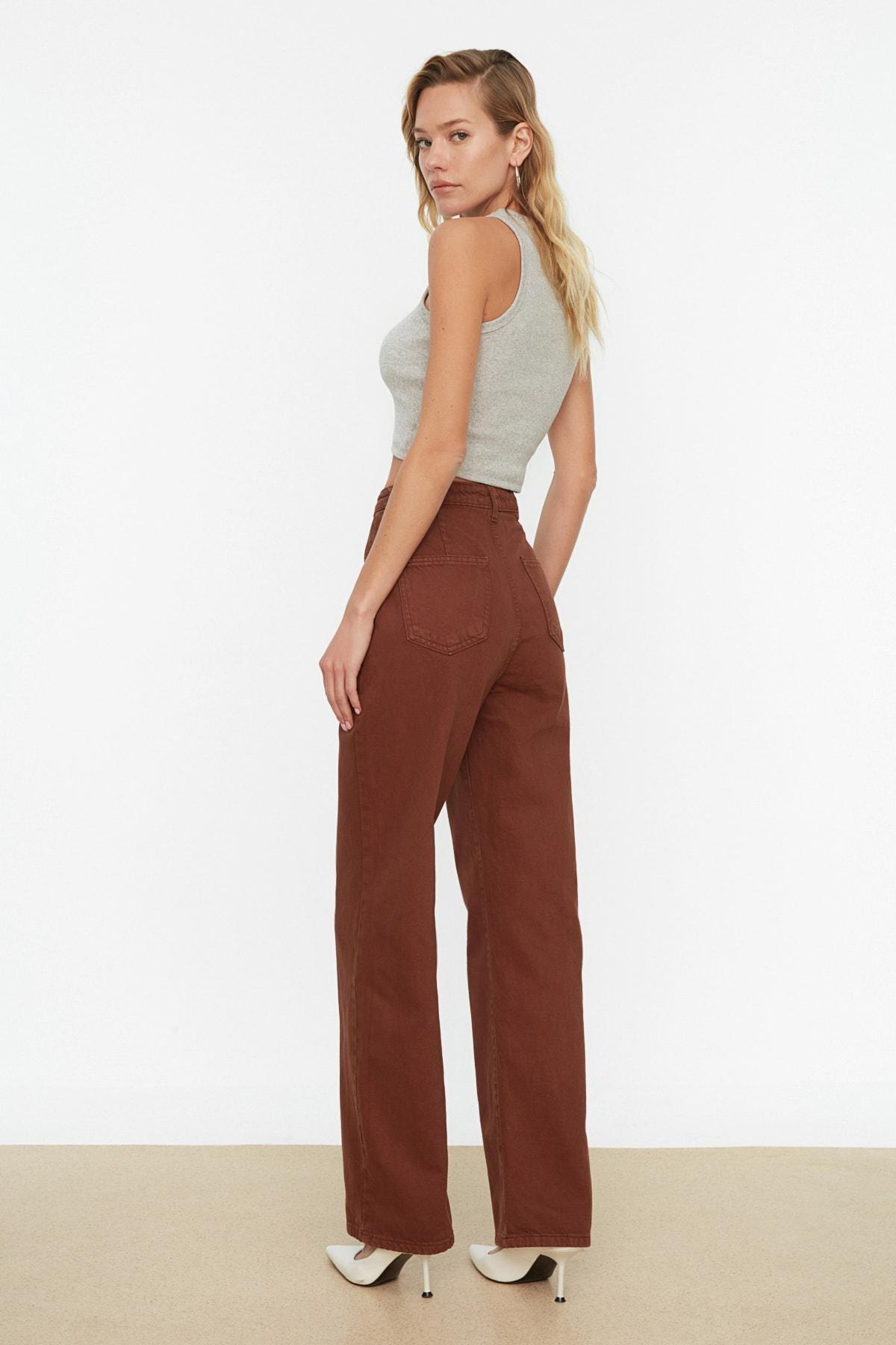 Brown Loose High Waist Jeans, , large image number 4