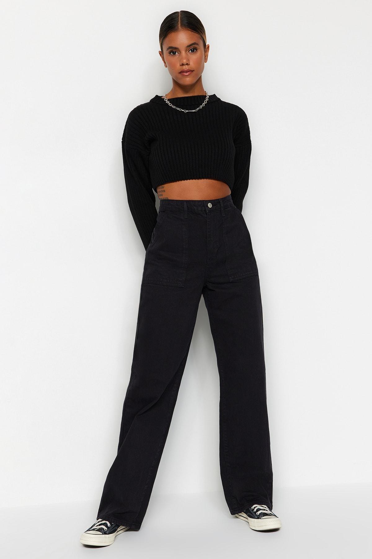 Black Loose High Waist Jeans, , large image number 2