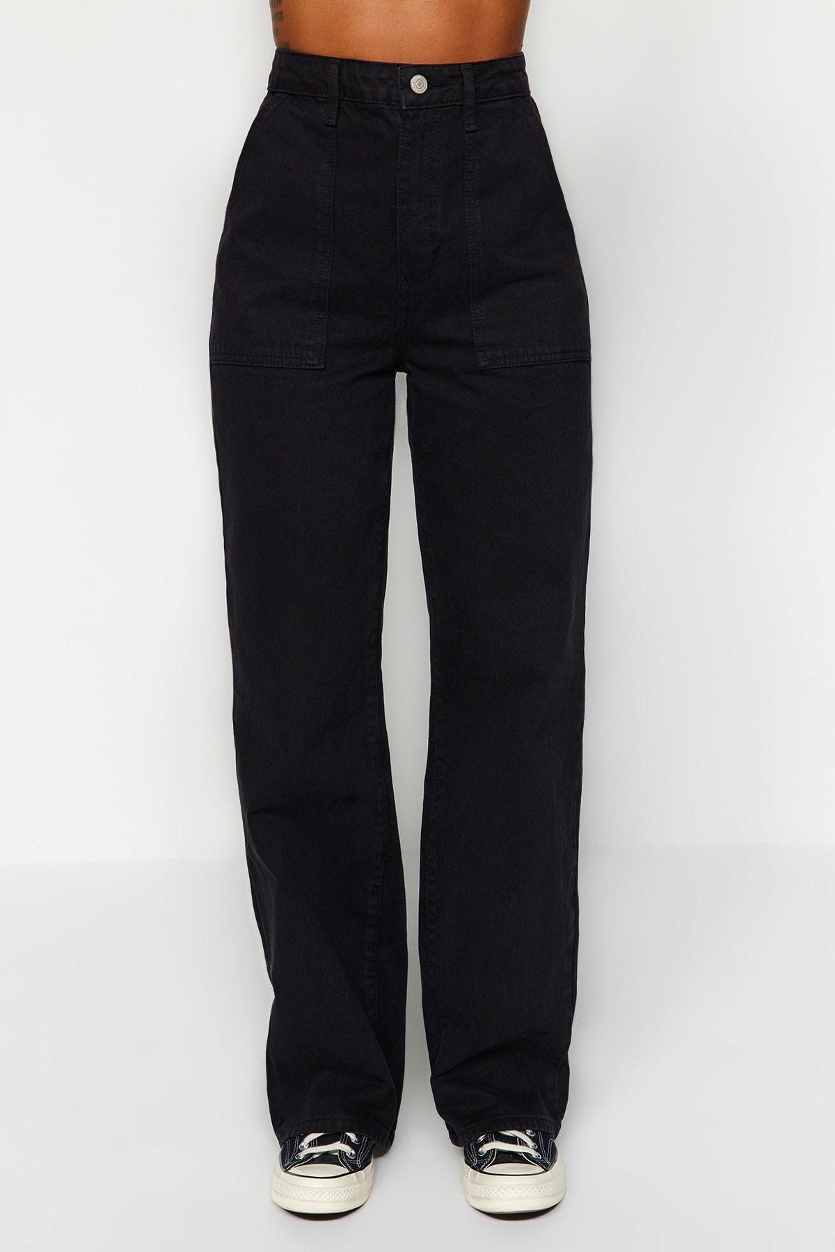Black Loose High Waist Jeans, , large image number 3