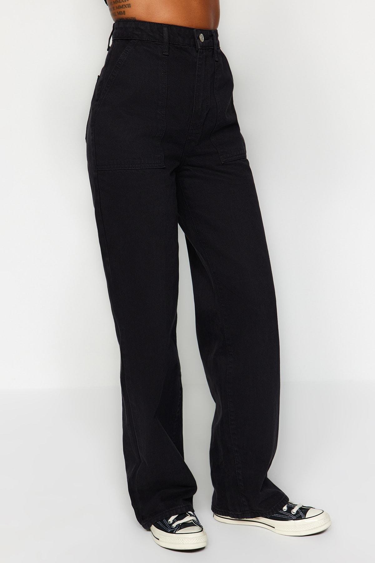 Black Loose High Waist Jeans, , large image number 4