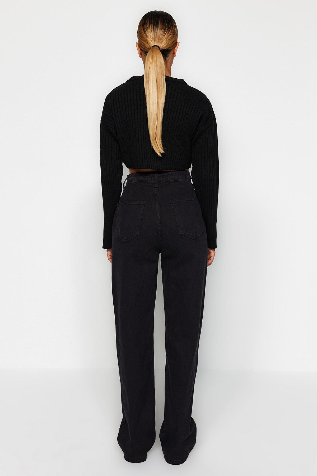 Black Loose High Waist Jeans, , large image number 5