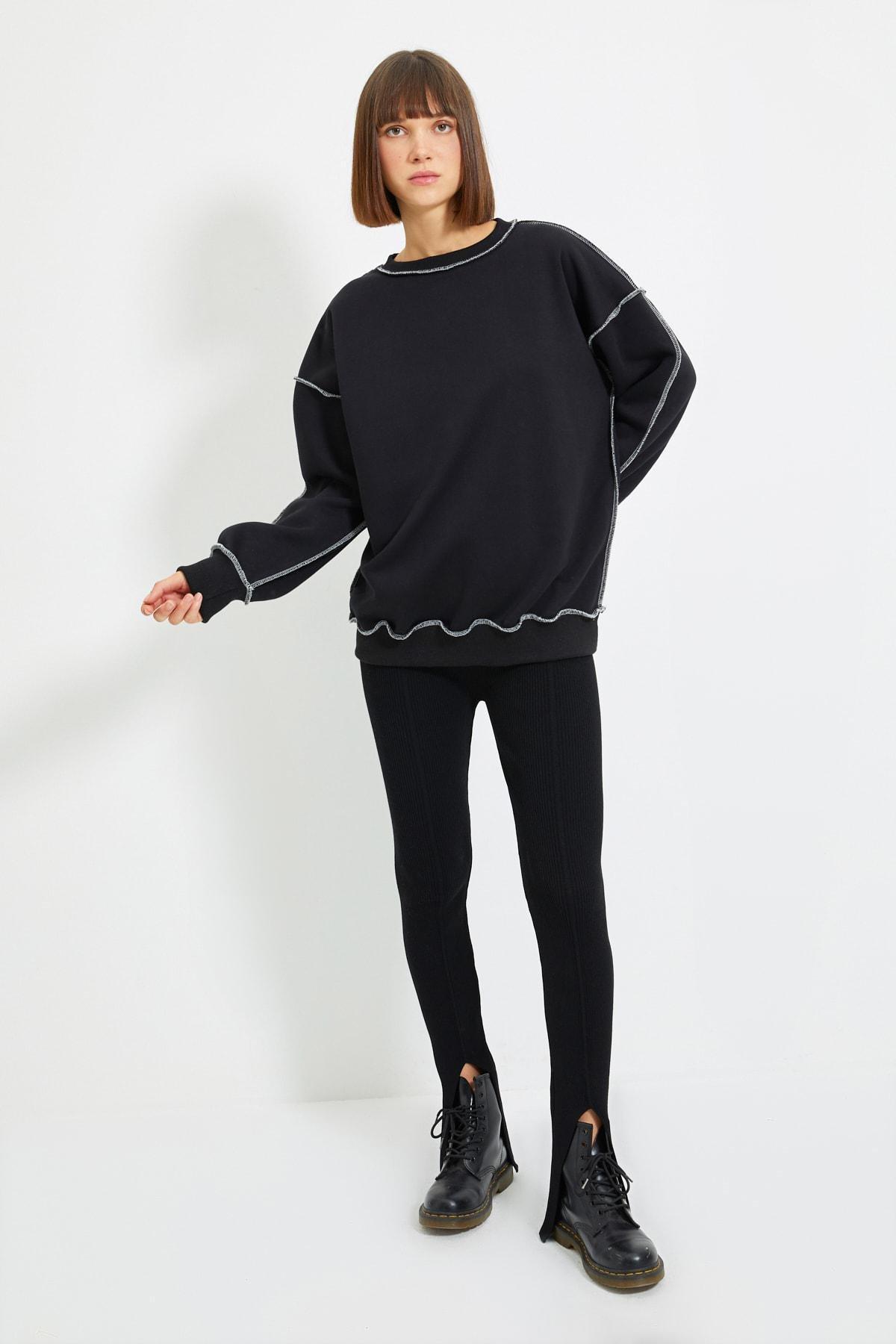 Black Regular Crew Neck Sweatshirt, , large image number 2