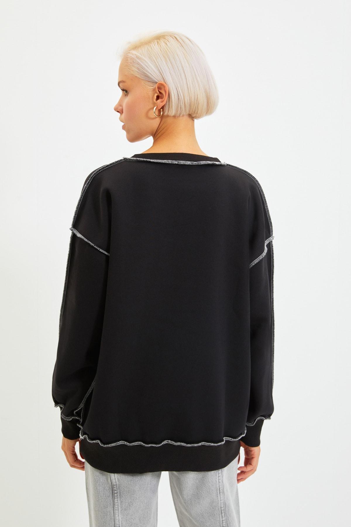 Black Regular Crew Neck Sweatshirt, , large image number 8
