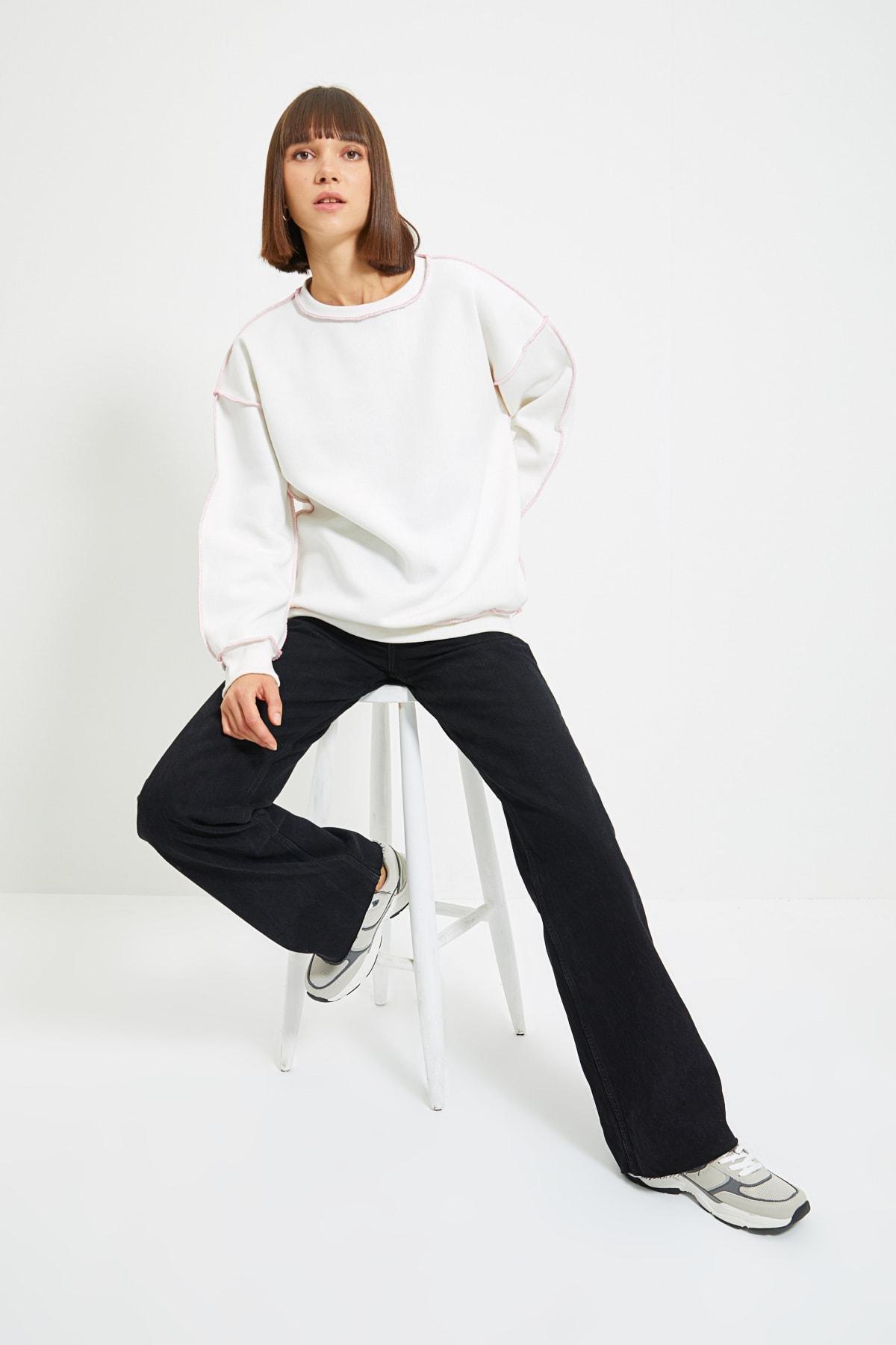 Ecru Knitted Sweatshirt, , medium