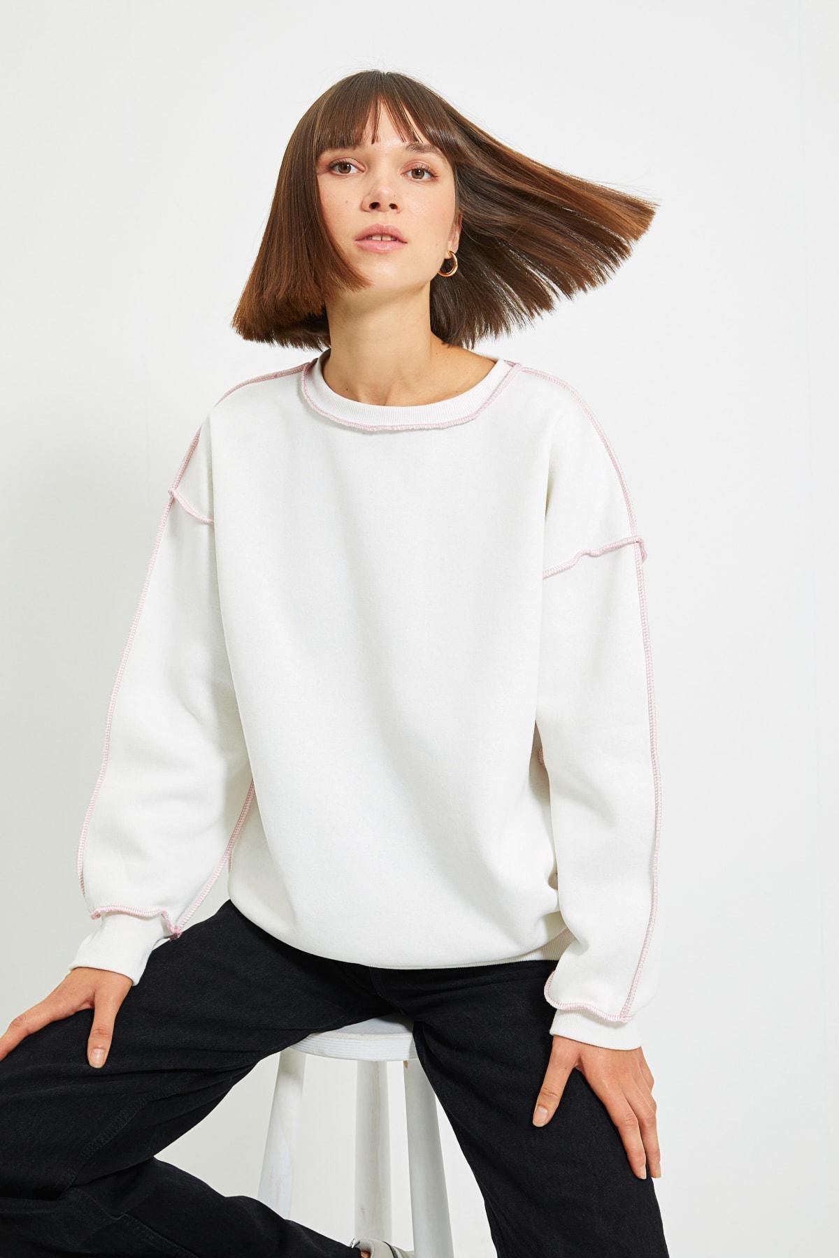 Ecru Knitted Sweatshirt, Ecru, large image number 2