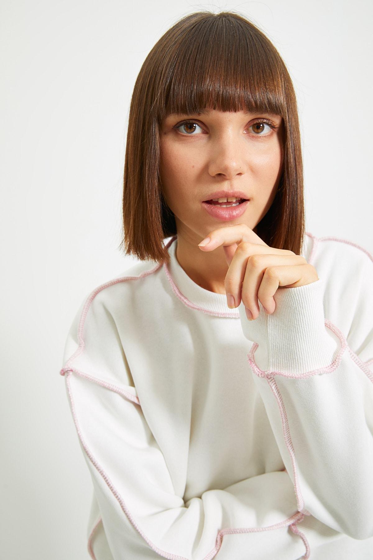 Ecru Knitted Sweatshirt, Ecru, large image number 3