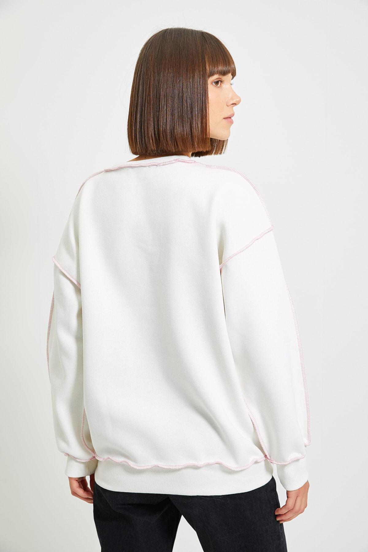 Ecru Knitted Sweatshirt, Ecru, large image number 4