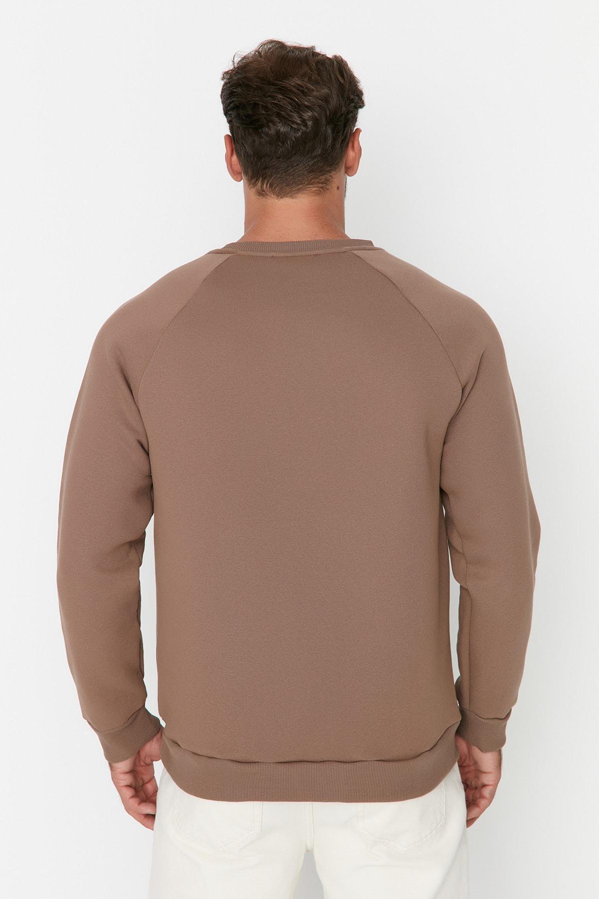 Brown Print Crew Neck Sweatshirt, , large image number 5
