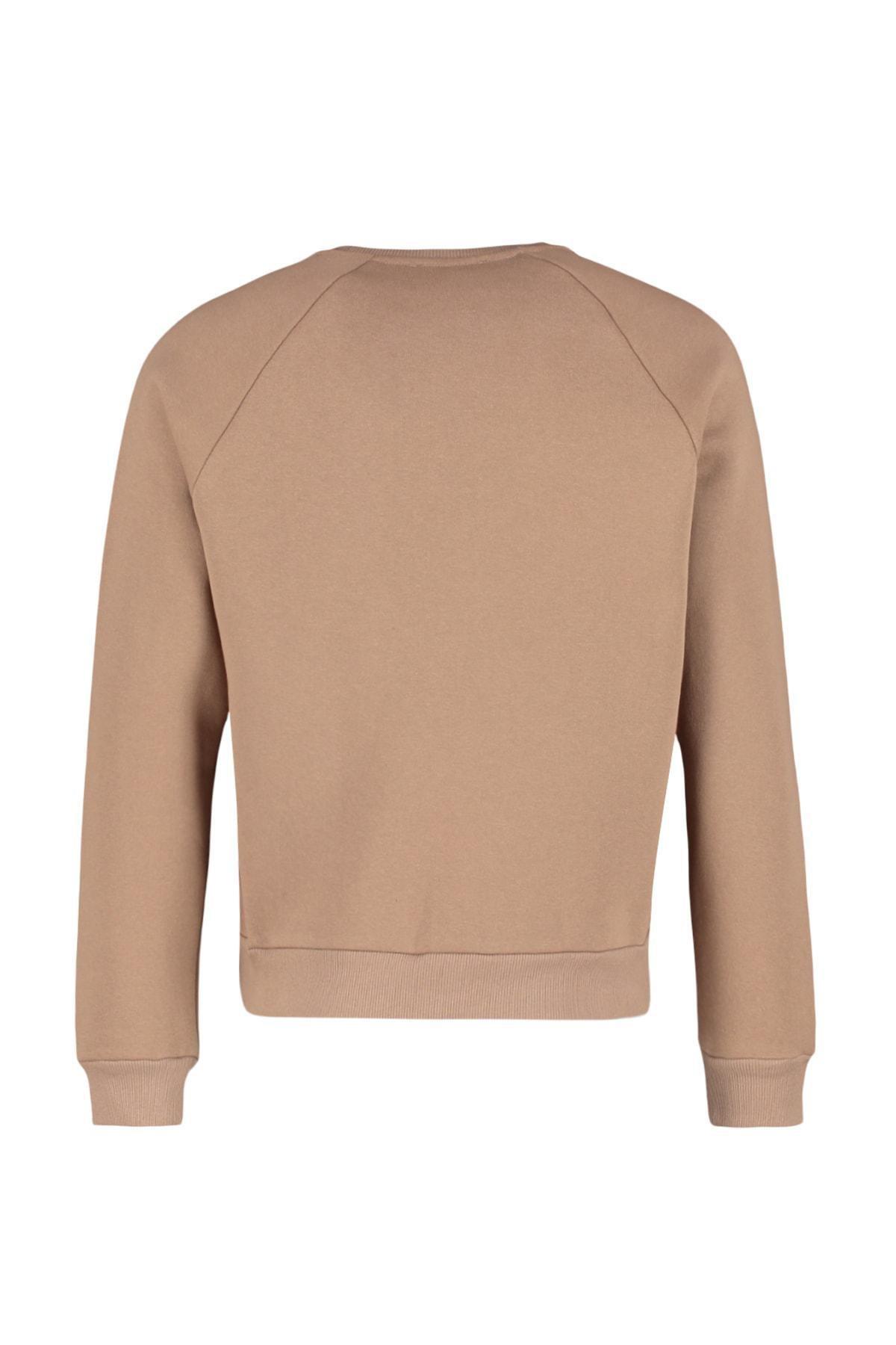 Brown Print Crew Neck Sweatshirt, , large image number 8