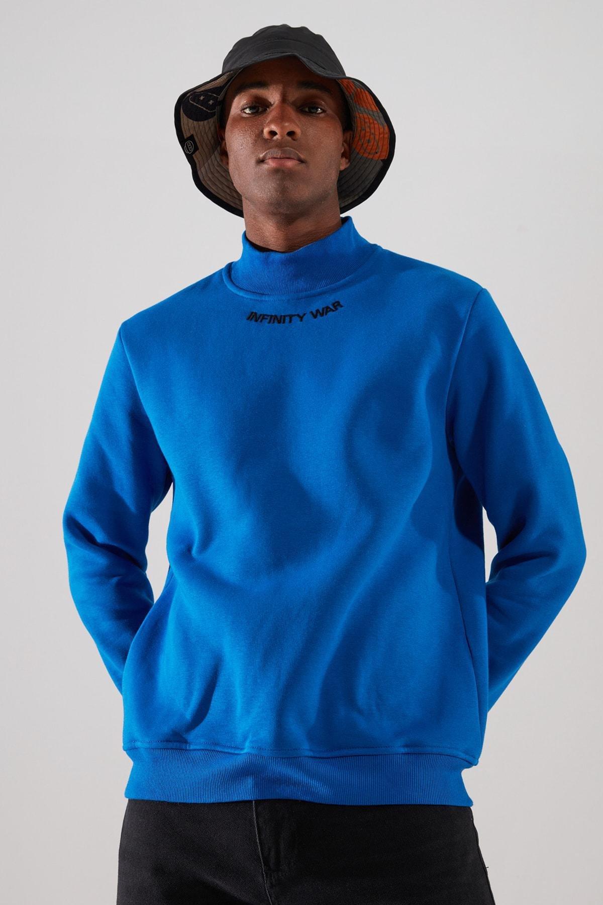 Blue Turtleneck Sweatshirt, , large image number 1