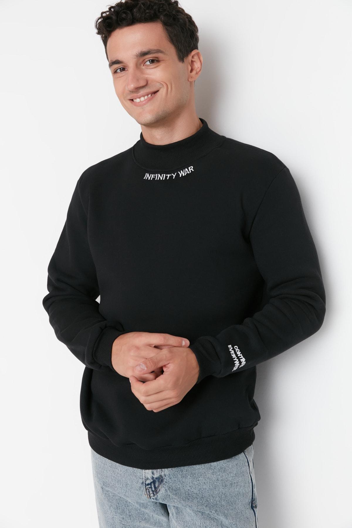 Black Turtleneck Sweatshirt, , large image number 0