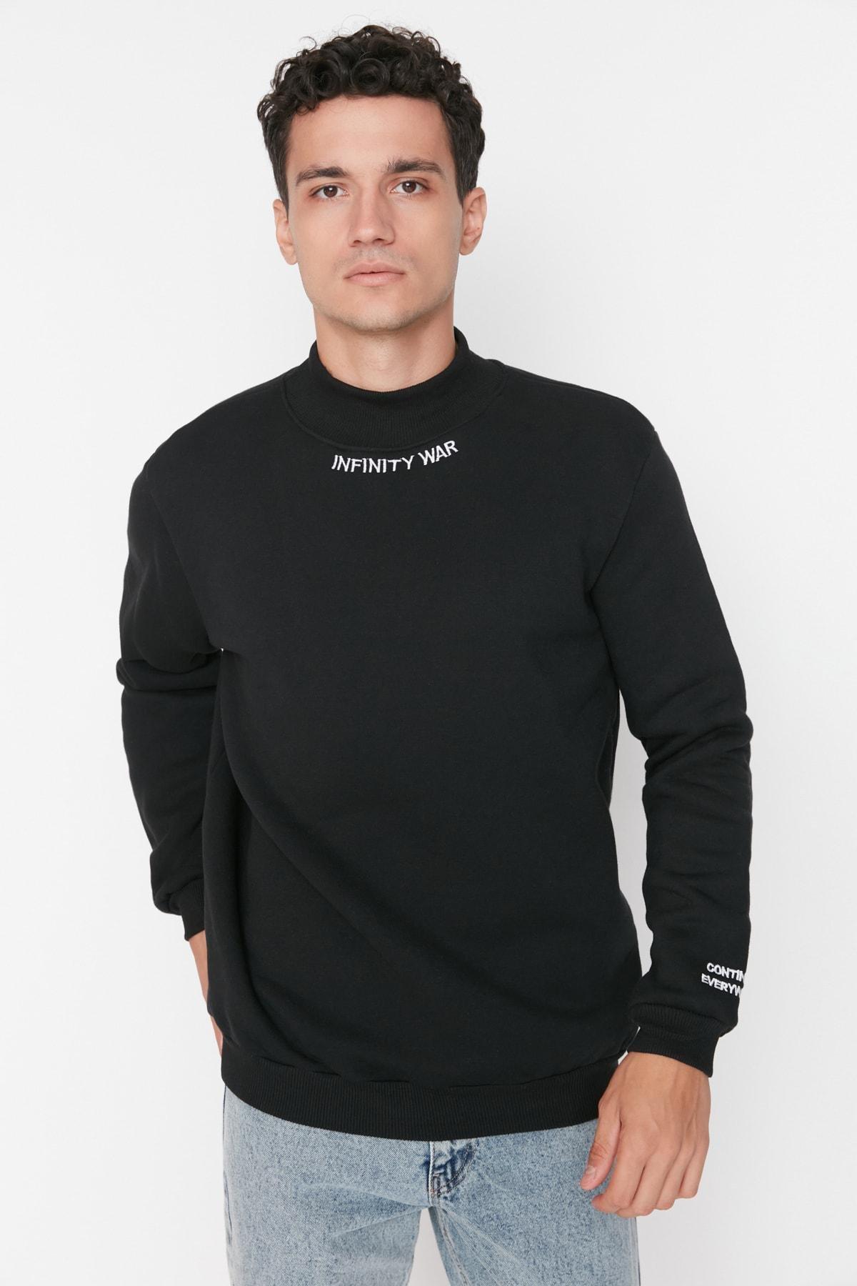 Black Turtleneck Sweatshirt, , large image number 1