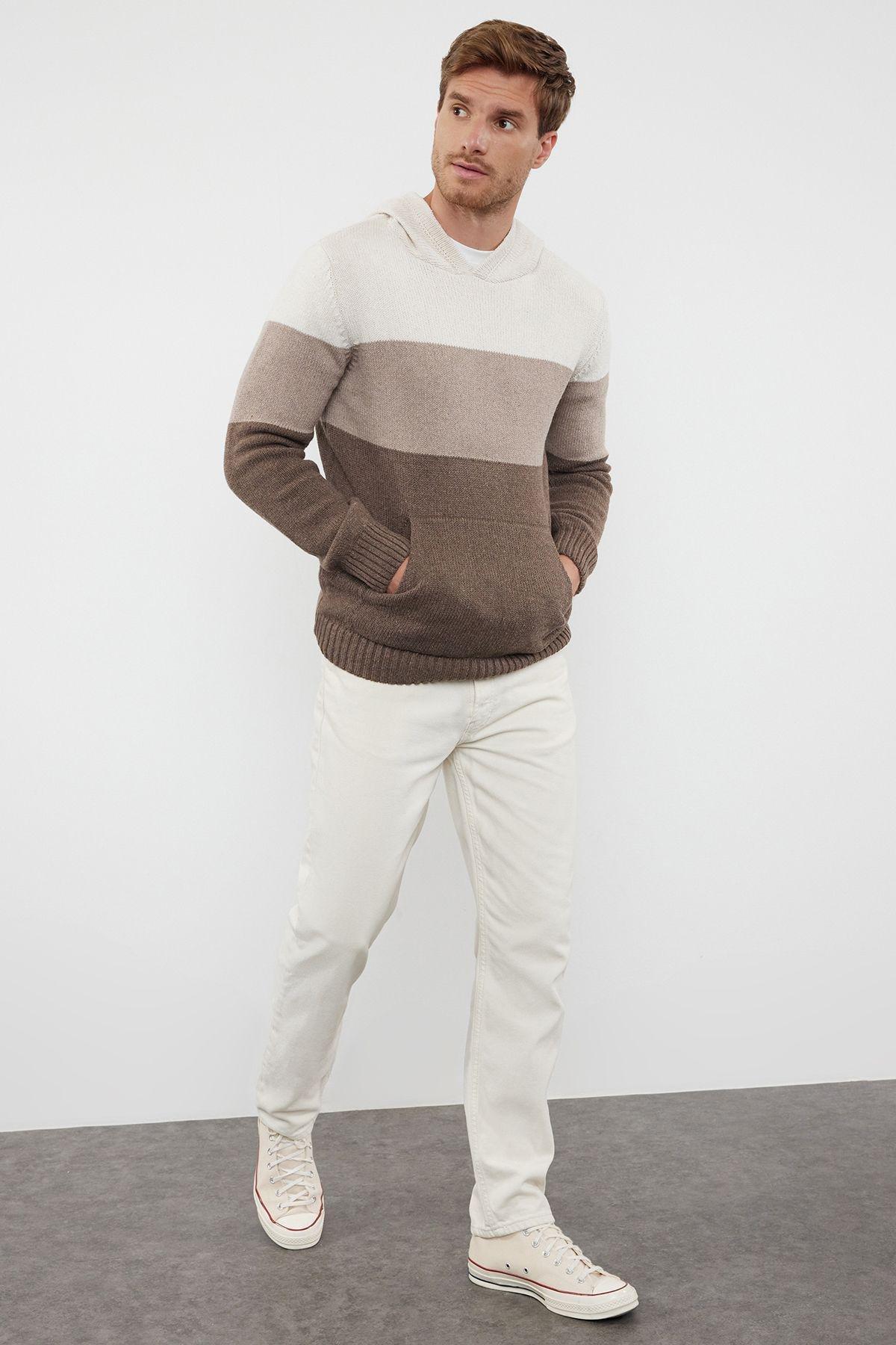 Ecru block Casual Sweater, , large image number 1