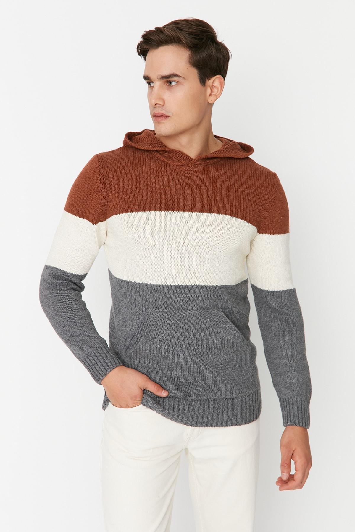 Multicolour Hooded Knitwear Sweater, , large image number 1