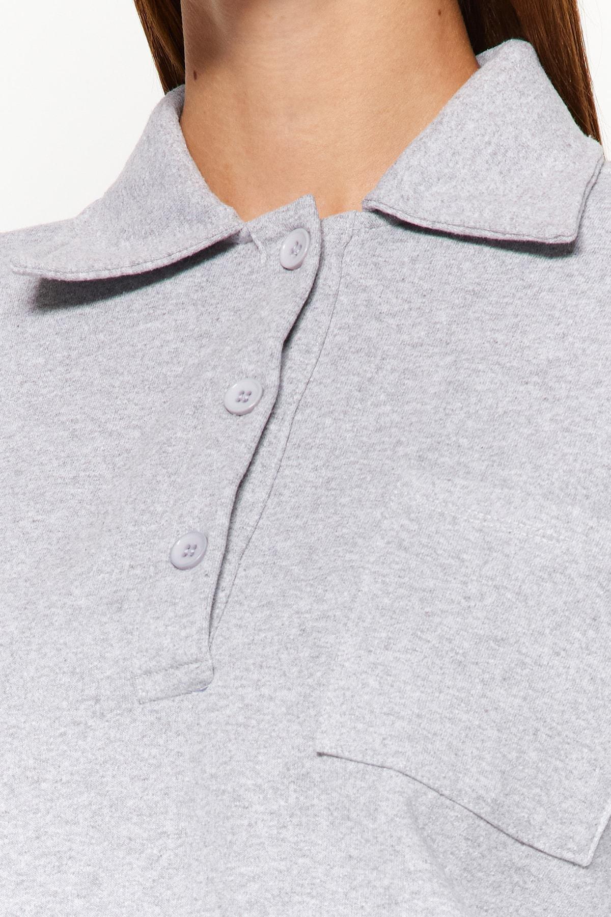 Trendyol - Grey Polo Neck Sweatshirt