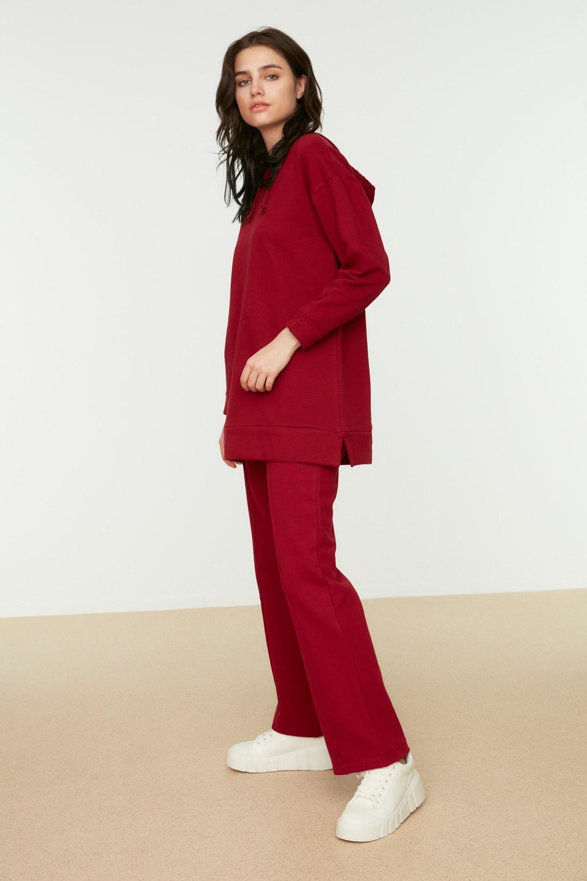 Burgundy Hooded Sweatsuit Set, , large image number 0