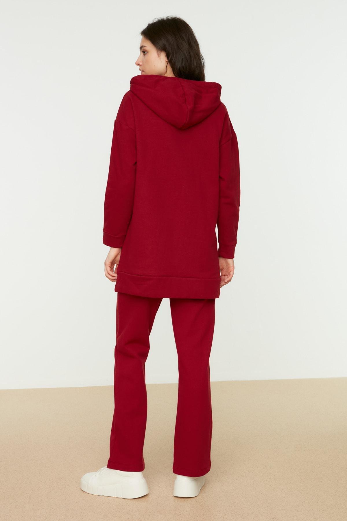 Burgundy Hooded Sweatsuit Set, , large image number 4