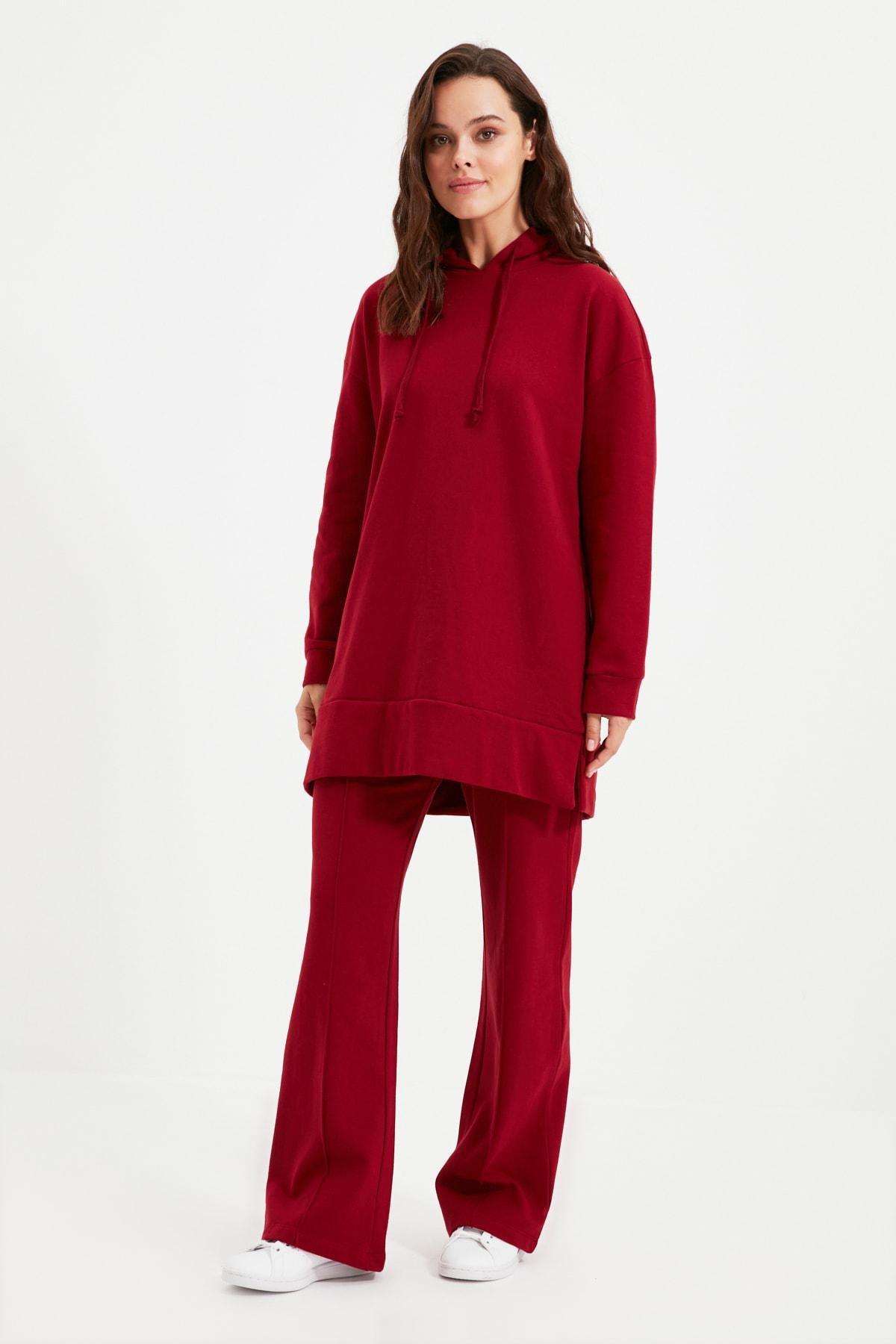 Burgundy Hooded Sweatsuit Set, , large image number 5