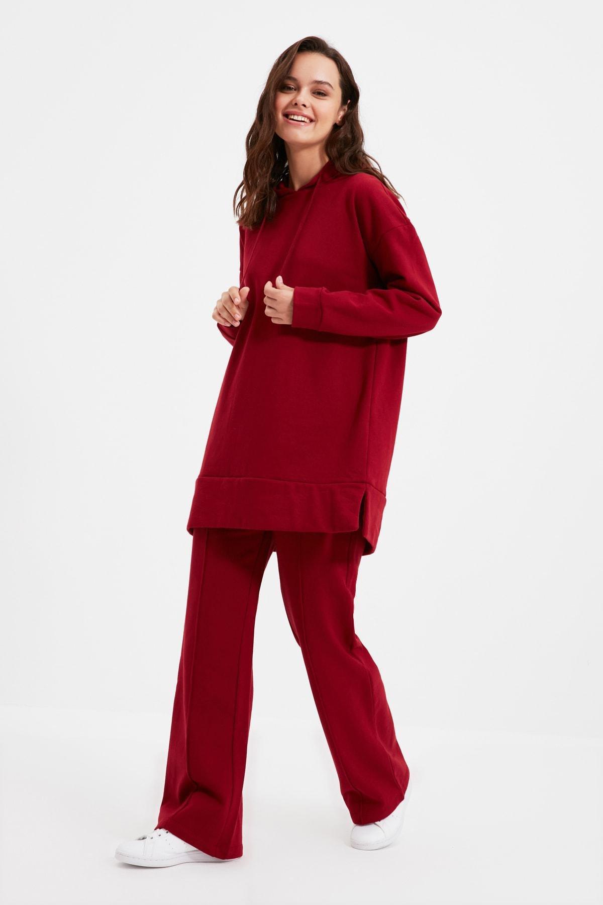 Burgundy Hooded Sweatsuit Set, , large image number 6