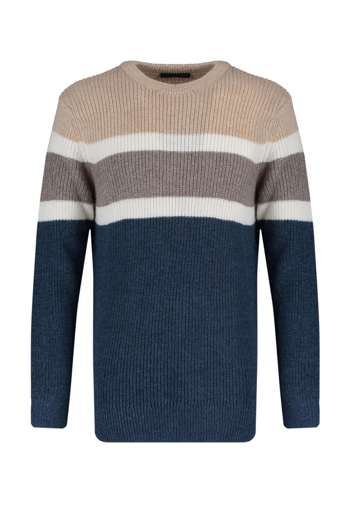 Beige Slim Crew Neck Sweater, , large image number 5