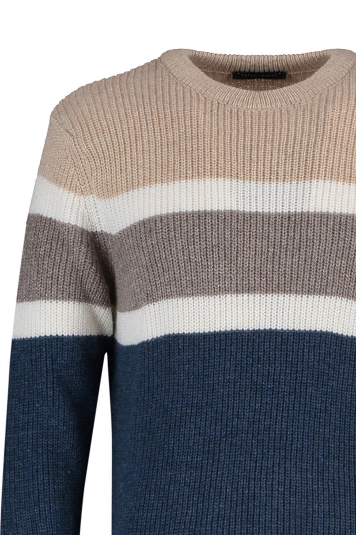 Beige Slim Crew Neck Sweater, , large image number 6