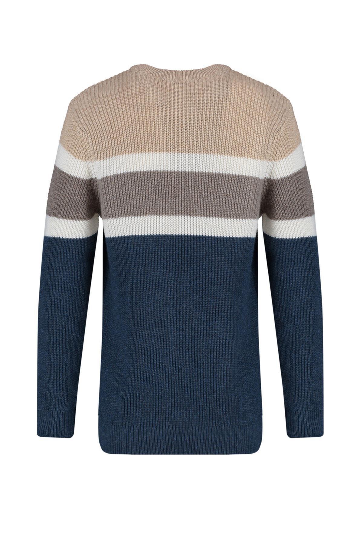 Beige Slim Crew Neck Sweater, , large image number 7