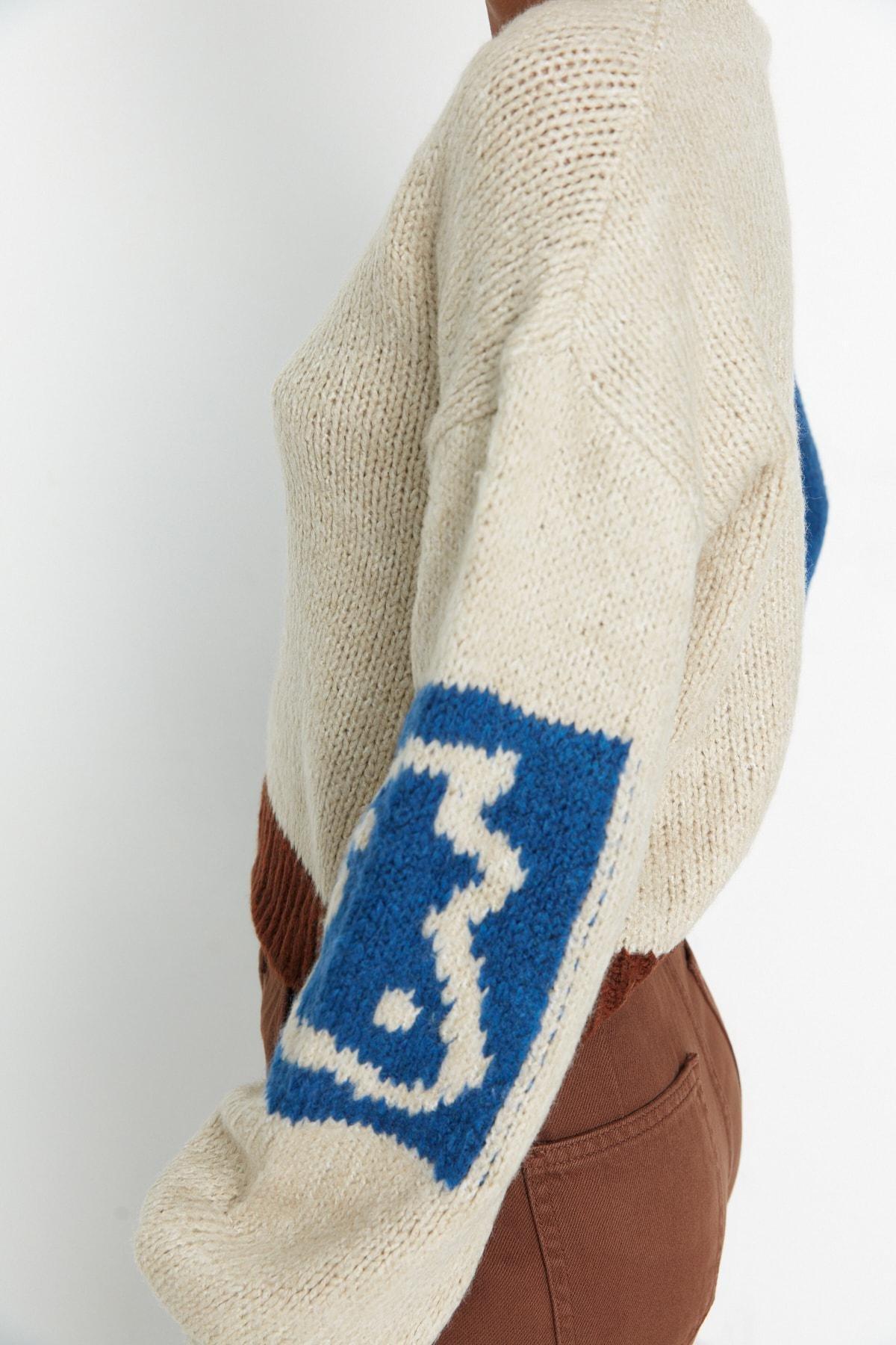 Beige Regular Crew Neck Sweater, , large image number 4