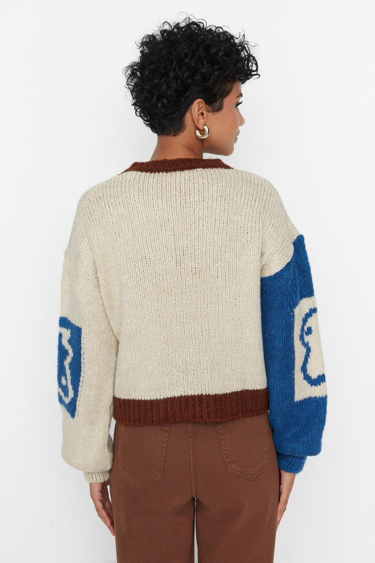 Beige Regular Crew Neck Sweater, , large image number 5