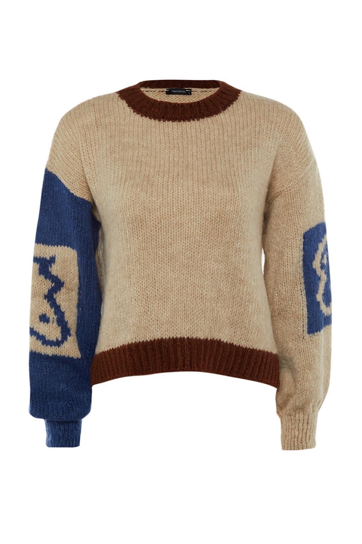 Beige Regular Crew Neck Sweater, , large image number 6