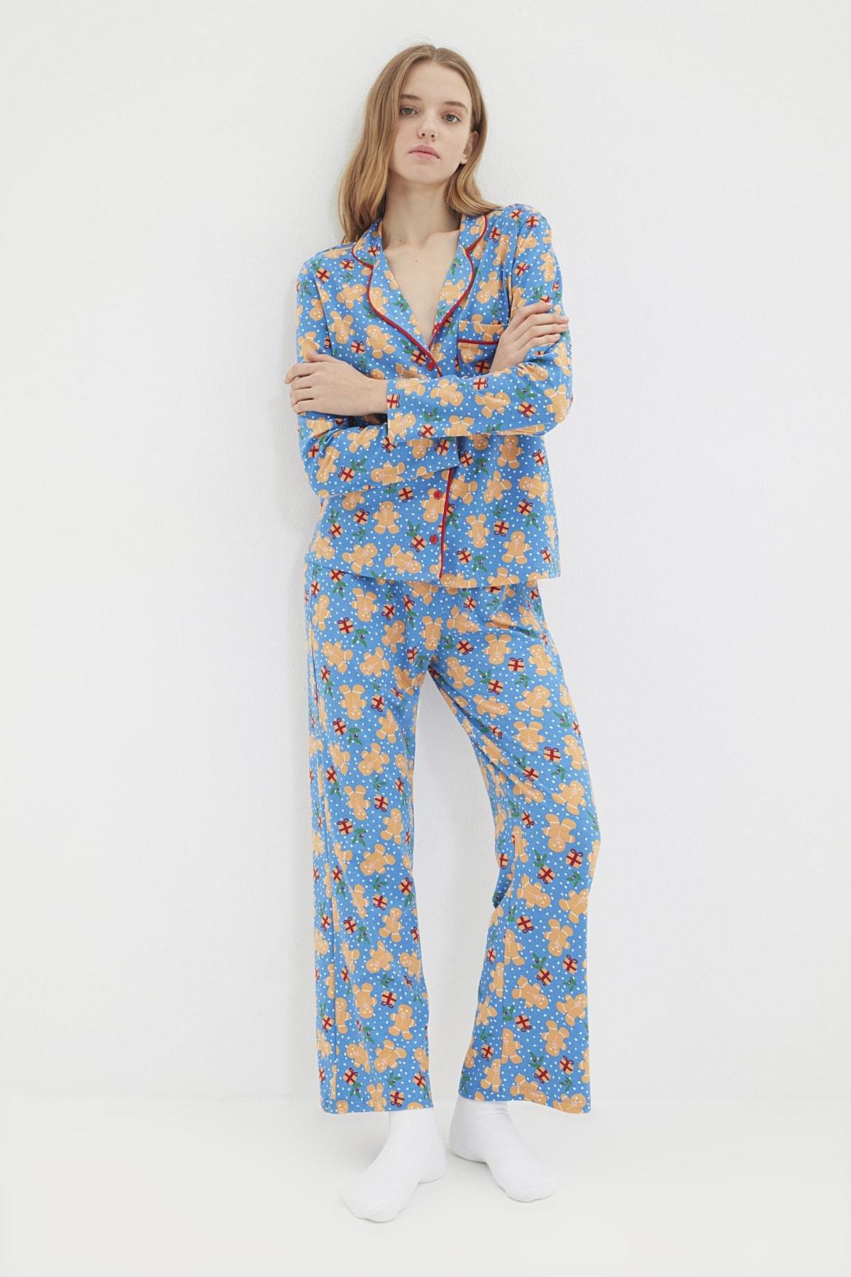 Blue Graphic Pajama Set, , large image number 0
