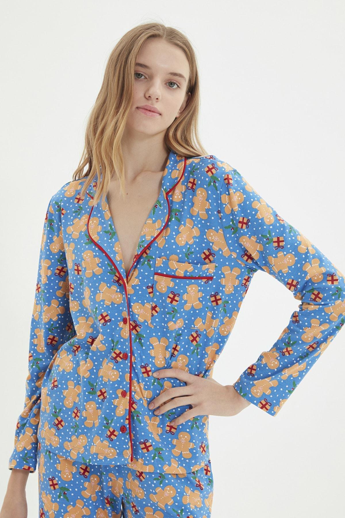 Blue Graphic Pajama Set, , large image number 1
