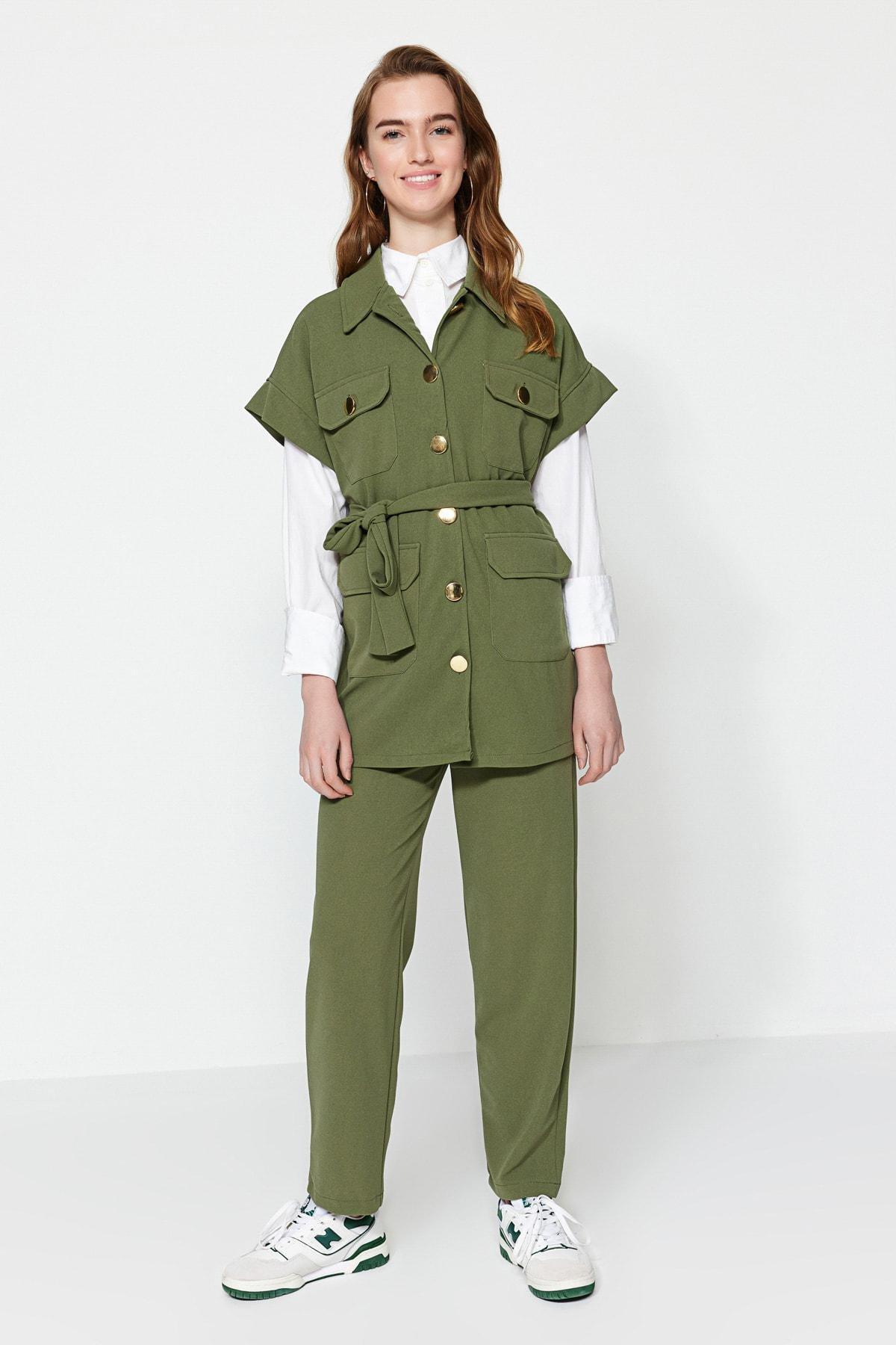 Khaki Fitted Co-Ord Set, Khaki, large image number 0
