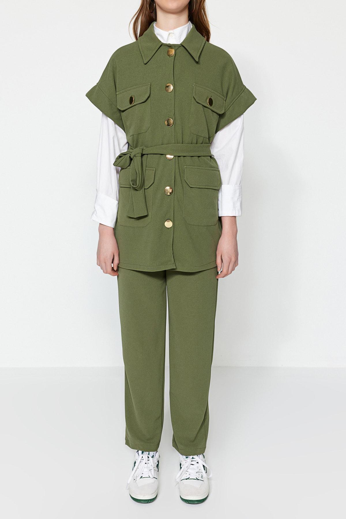 Khaki Fitted Co-Ord Set, Khaki, large image number 3