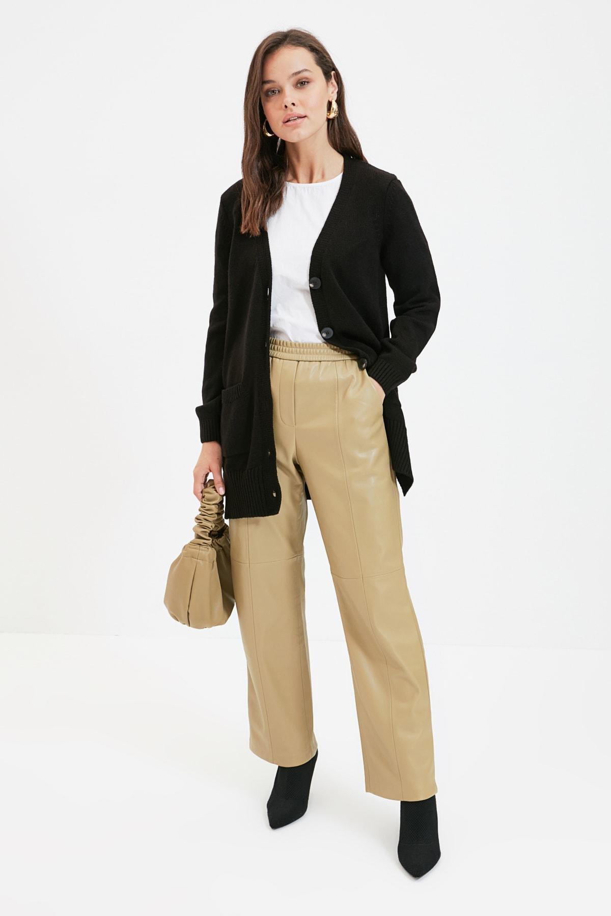 Black V-Neck Cardigan, , large image number 1