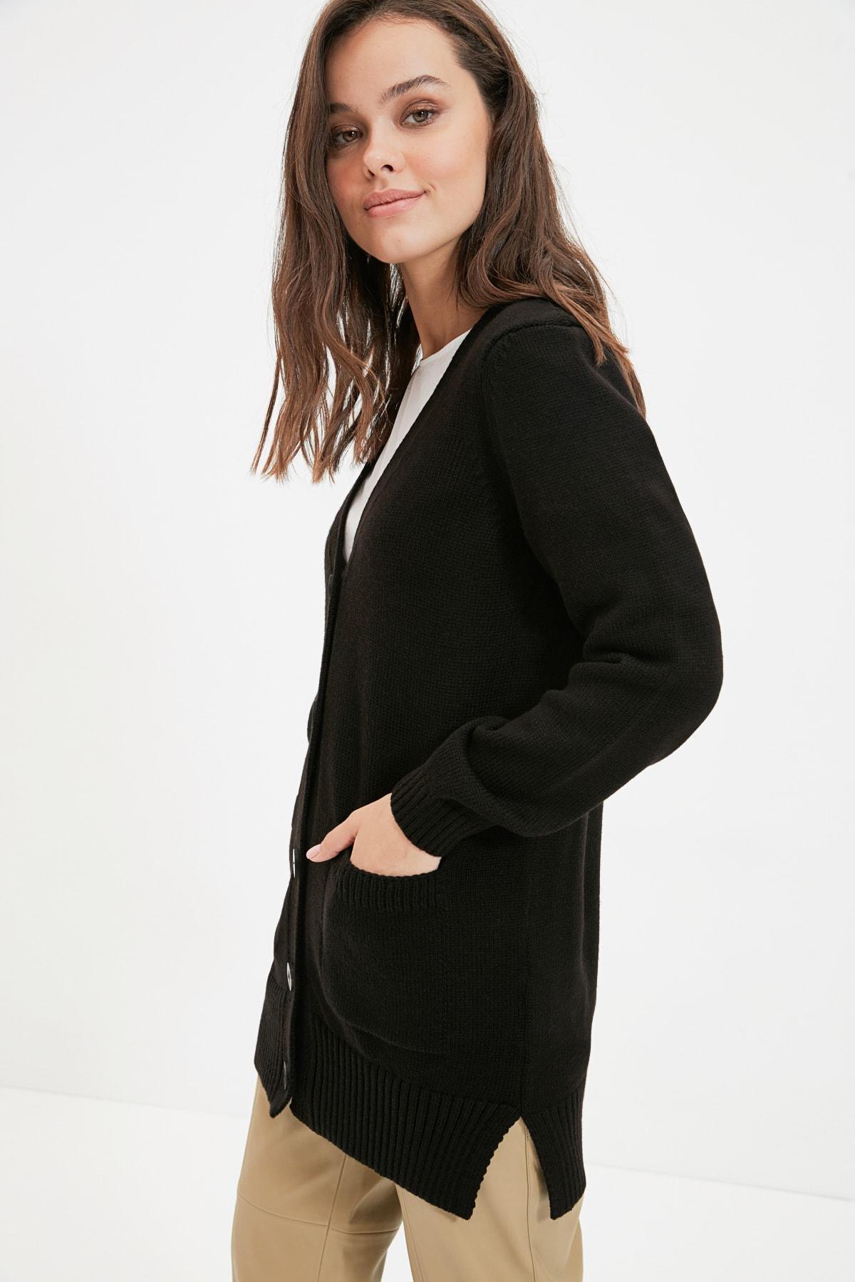 Black V-Neck Cardigan, , large image number 2