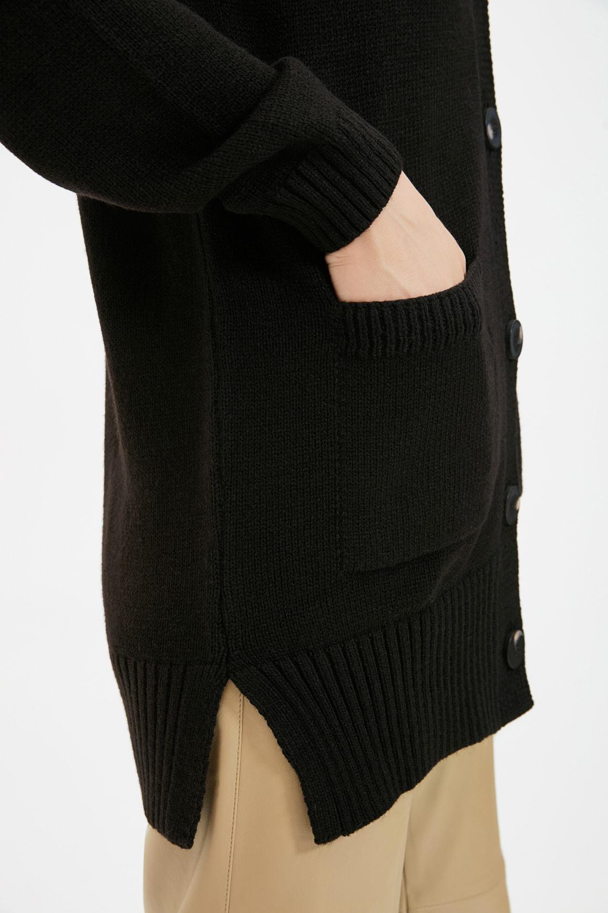 Black V-Neck Cardigan, , large image number 3