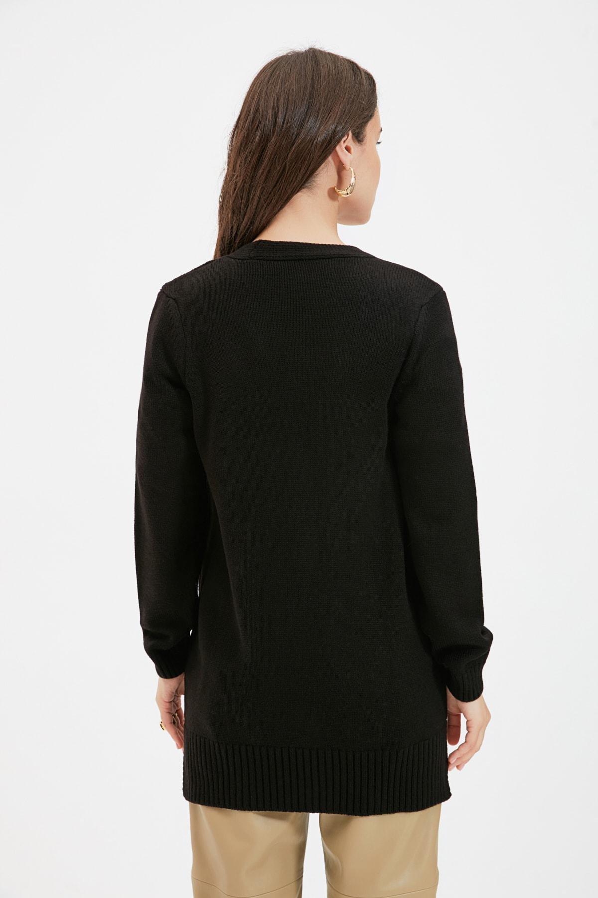 Black V-Neck Cardigan, , large image number 4